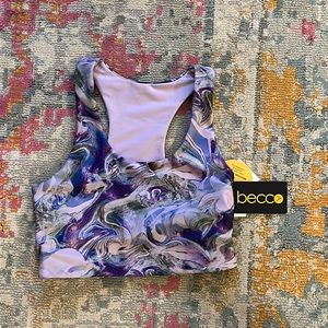 BECCO purple marbled reversible sports bra Size Small NWT